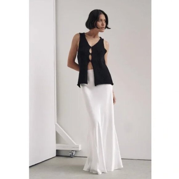 Dissh Dion Boucle Knit Longline Vest Top Cut Out Sleeveless Black Women's S - Picture 1 of 9